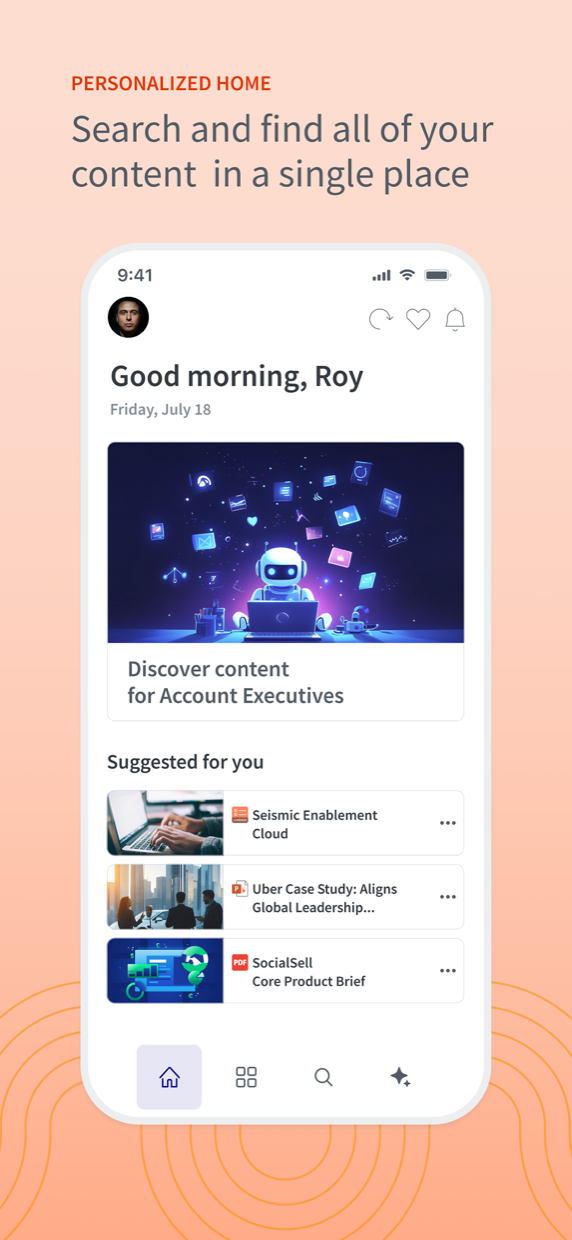 Personalized home: search and find all of your content in a single place
