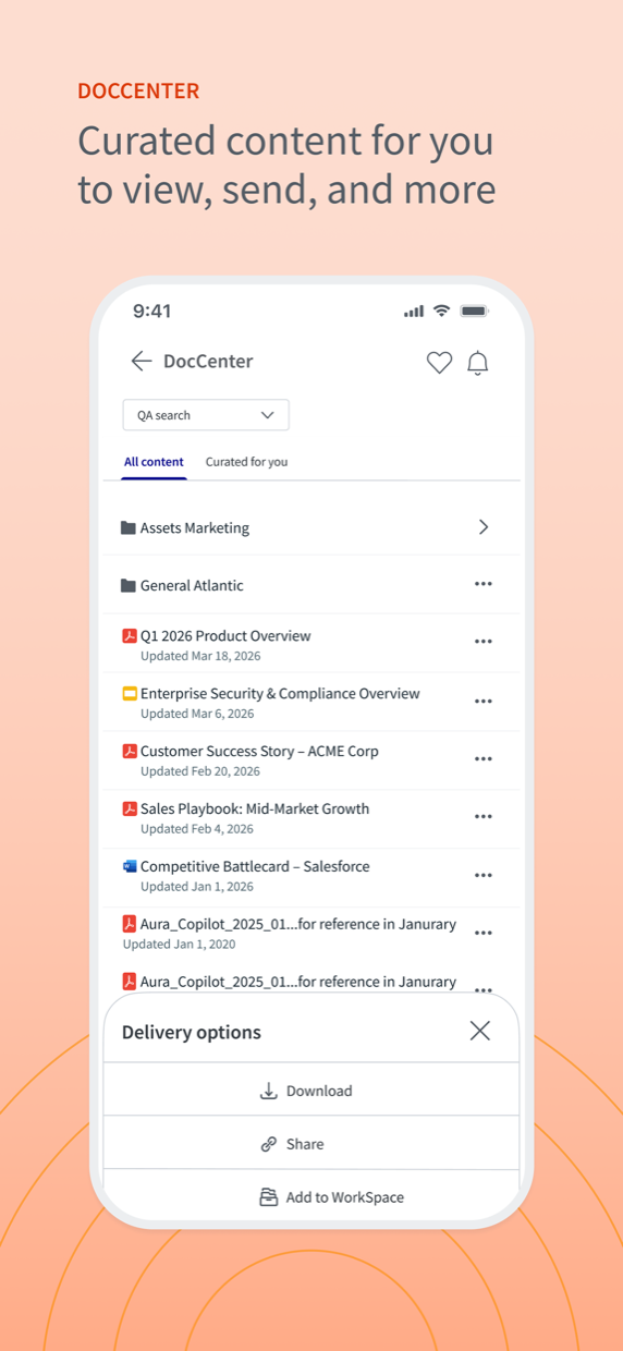 DocCenter: curated content for you to view, send and more